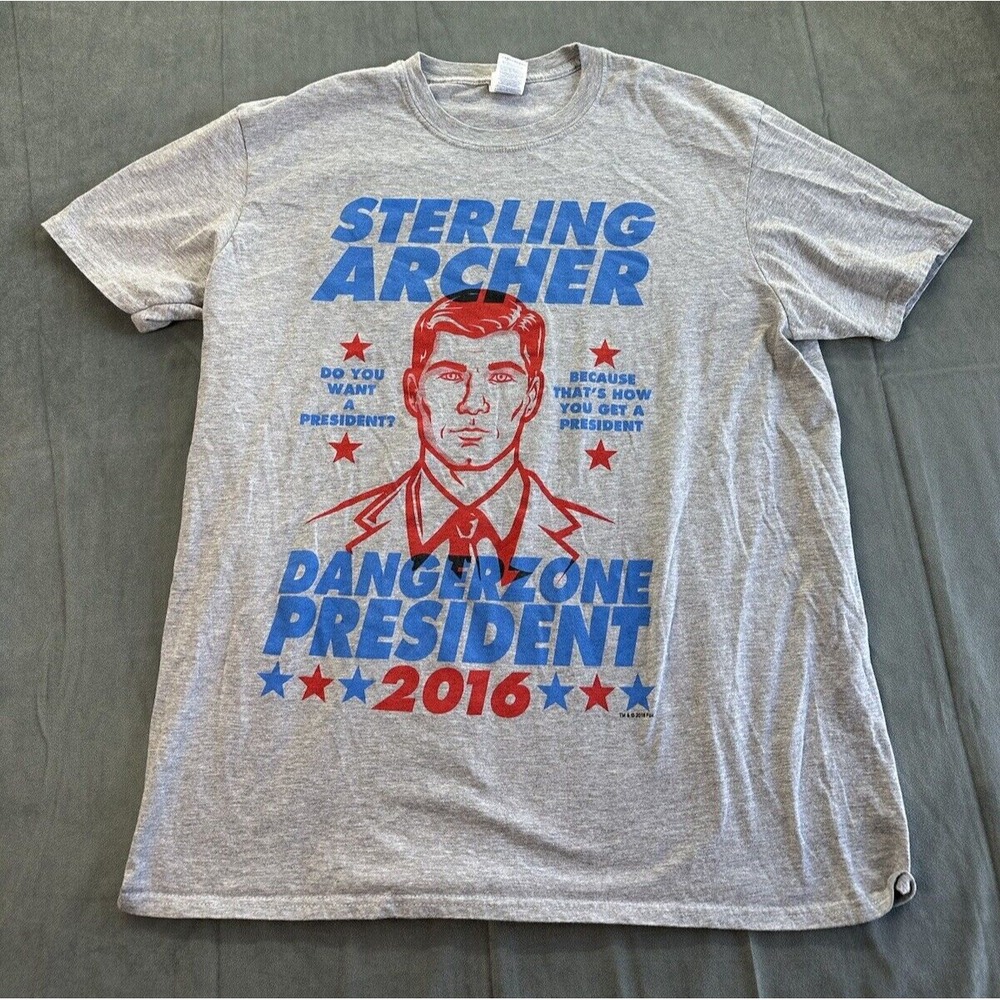 Sterling Archer President 2016 TShirt Mens XL Gray Graphic Short Sleeve Tee
